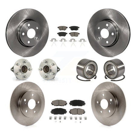 Front Rear Hub Bearings Disc Brake Rotors And Ceramic Pads Kit (10Pc) For Toyota Matrix KBB-117359