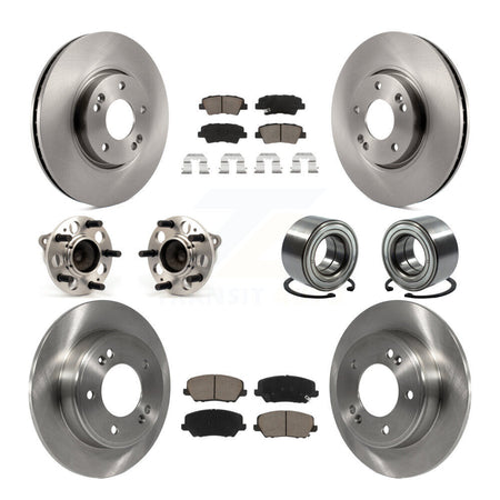 Front Rear Hub Bearing Brake Rotor & Pads Kit (10Pc) For 2017 Kia Forte Koup Turbocharged KBB-117365