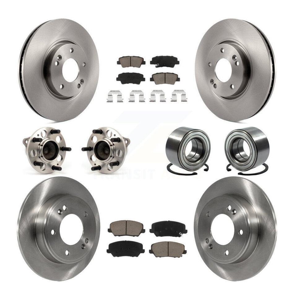 Front Rear Hub Bearing Brake Rotor & Pads Kit (10Pc) For 2017 Kia Forte Koup Turbocharged KBB-117365