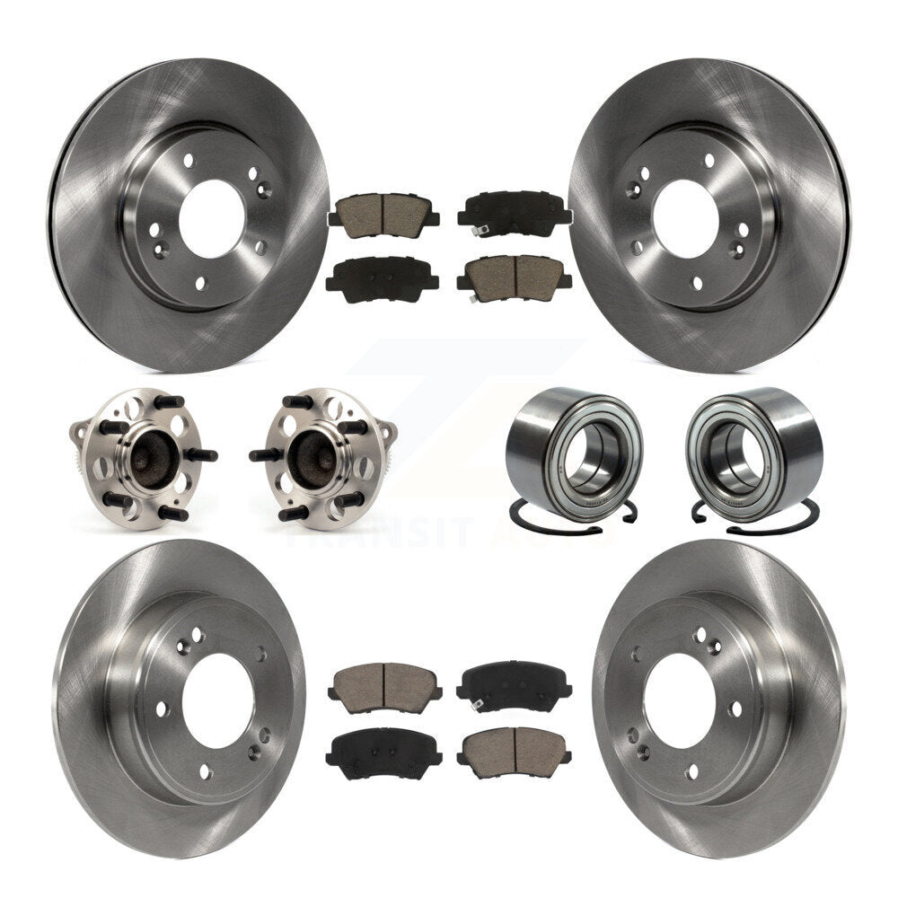 Front Rear Hub Bearing Brake Rotor & Pad Kit (10Pc) For Kia Forte Hyundai Forte5 Veloster KBB-117367