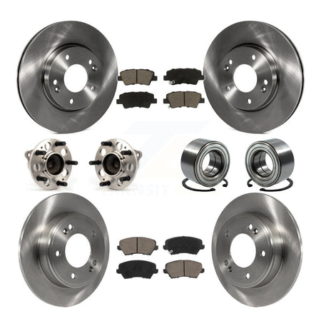 Front Rear Hub Bearing Brake Rotor & Pad Kit (10Pc) For Kia Forte Hyundai Forte5 Veloster KBB-117367