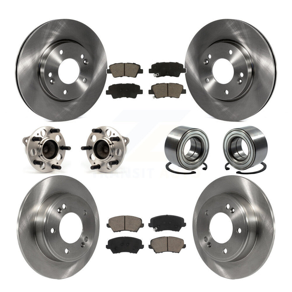 Front Rear Hub Bearing Brake Rotor & Pad Kit (10Pc) For Kia Forte Hyundai Forte5 Veloster KBB-117367