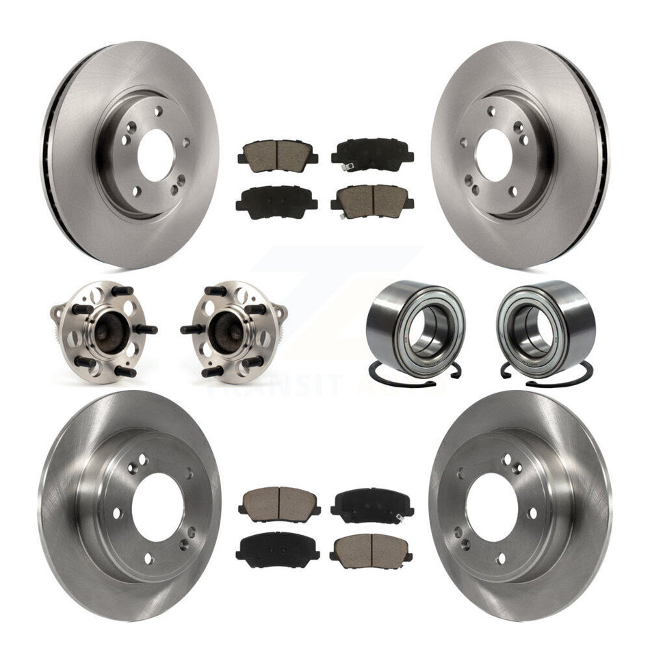 Front Rear Hub Bearing Brake Rotor & Pad Kit (10Pc) For Kia Forte Forte5 Hyundai Veloster KBB-117369