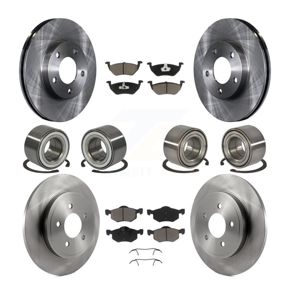 Front Rear Wheel Bearings Disc Brake Rotors And Ceramic Pads Kit (10Pc) For Ford Escape Mazda Tribute Mercury Mariner KBB-117402