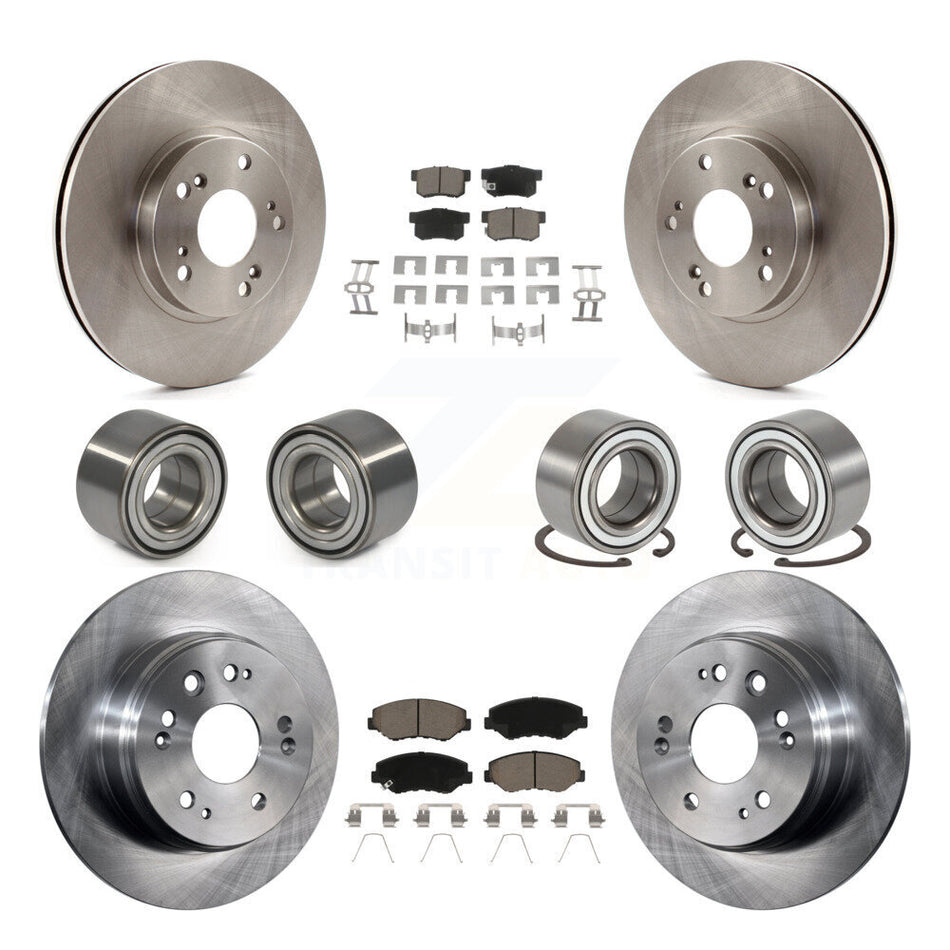 Front Rear Wheel Bearings Disc Brake Rotors And Ceramic Pads Kit (10Pc) For Honda CR-V KBB-117406
