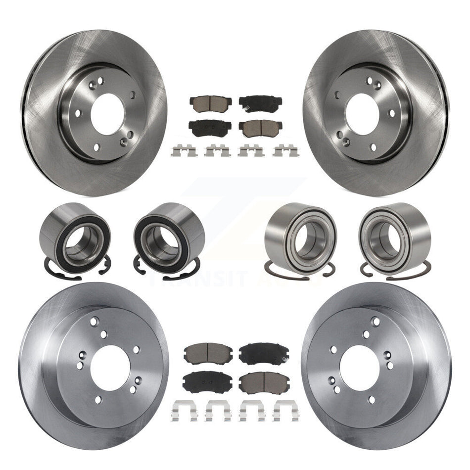 Front Rear Wheel Bearings Disc Brake Rotors And Ceramic Pads Kit (10Pc) For Kia Sportage Hyundai Tucson KBB-117414