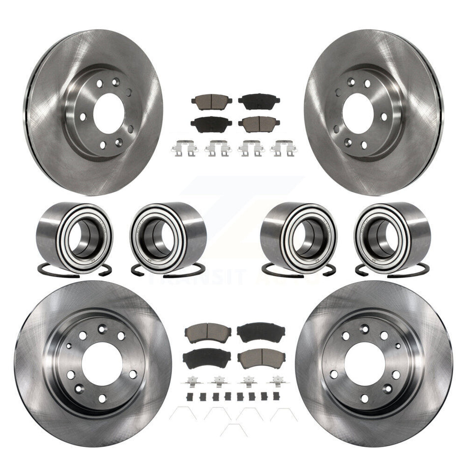Front Rear Wheel Bearings Disc Brake Rotors And Ceramic Pads Kit (10Pc) For Ford Fusion Lincoln MKZ Mercury Milan KBB-117416