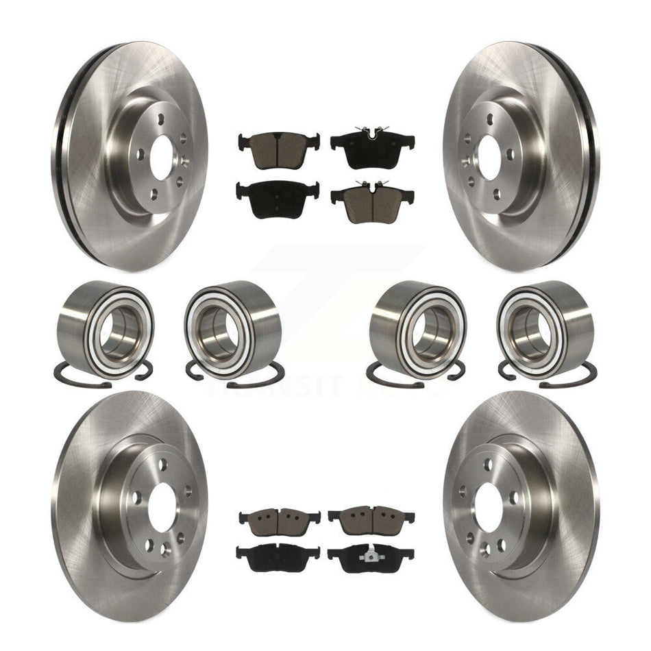 Front Rear Wheel Bearings Disc Brake Rotors And Ceramic Pads Kit (10Pc) For 2015-2017 Land Rover Discovery Sport KBB-117421