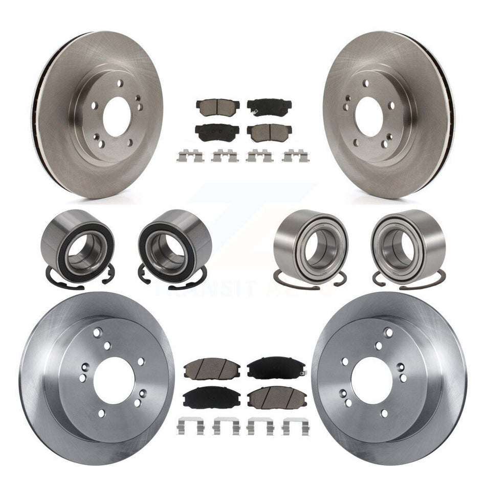 Front Rear Wheel Bearings Disc Brake Rotors And Ceramic Pads Kit (10Pc) For Hyundai Santa Fe With 294mm Diameter Rotor KBB-117423