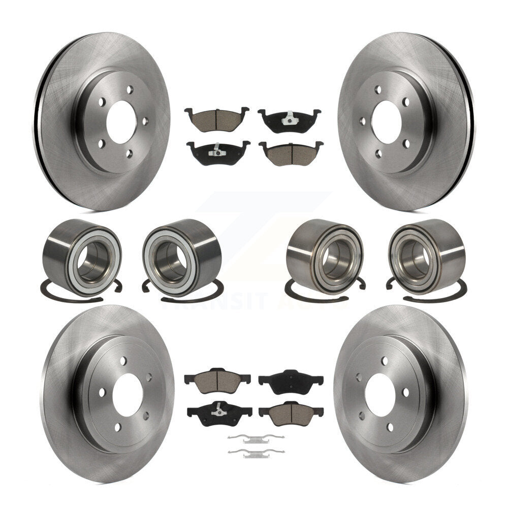Front Rear Bearings Disc Brake Rotors And Pads Kit (10Pc) For Ford Escape Mercury Mariner KBB-117424