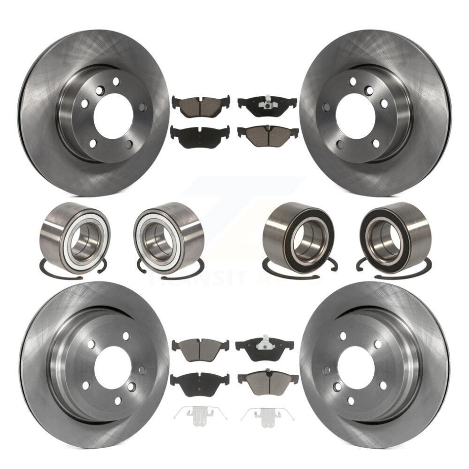 Front Rear Wheel Bearings Disc Brake Rotors And Ceramic Pads Kit (10Pc) For BMW 328xi 325xi KBB-117425