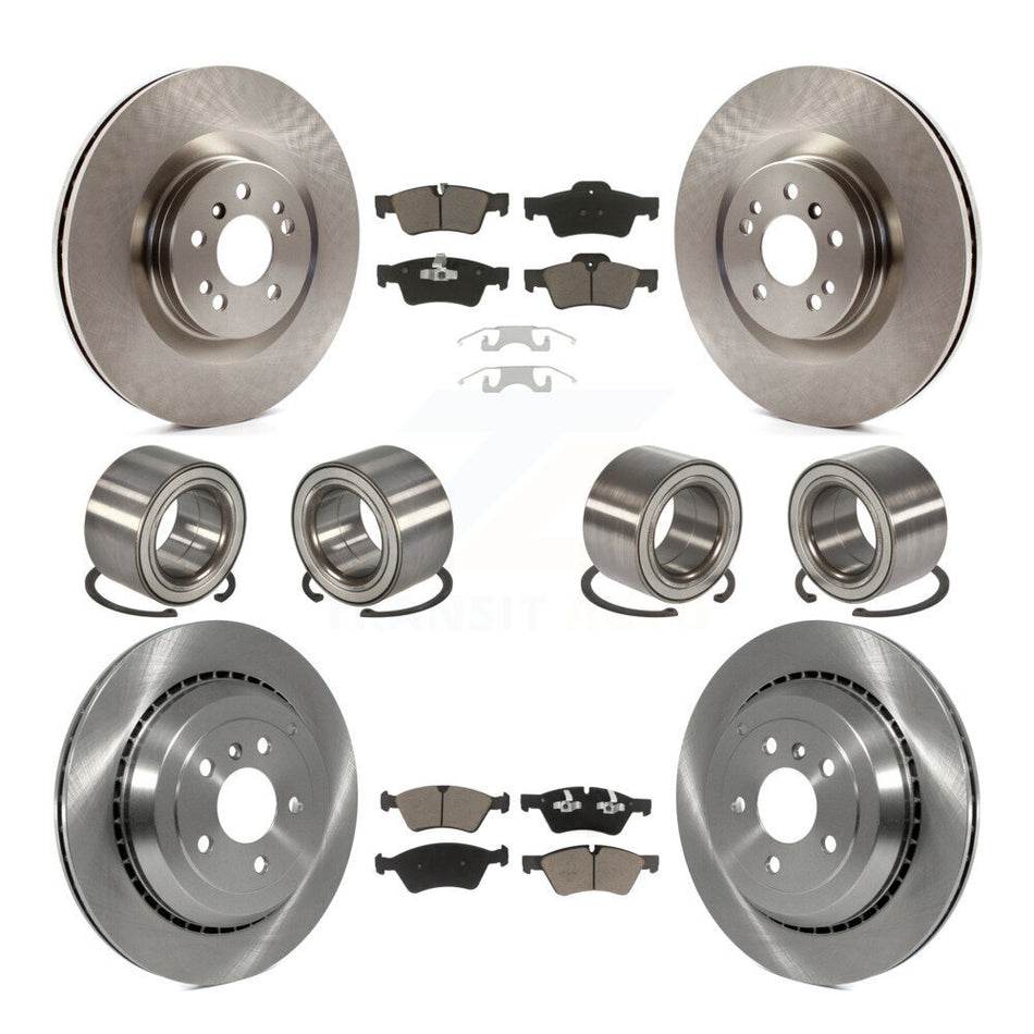 Front Rear Wheel Bearings Disc Brake Rotors And Ceramic Pads Kit (10Pc) For Mercedes-Benz GL450 GL550 GL350 GL320 KBB-117430