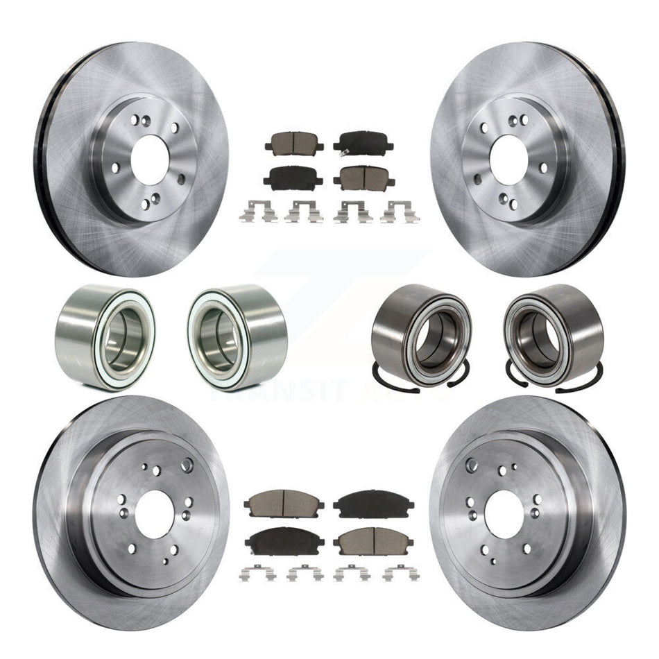 Front Rear Wheel Bearings Disc Brake Rotors And Ceramic Pads Kit (10Pc) For 2003-2006 Acura MDX KBB-117434