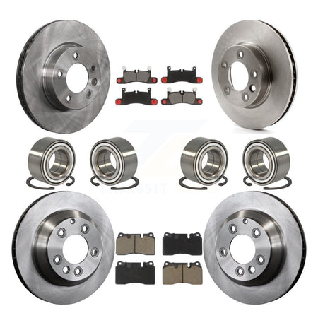 Front Rear Bearings Disc Brake Rotors And Ceramic Pads Kit (10Pc) For Volkswagen Touareg KBB-117438