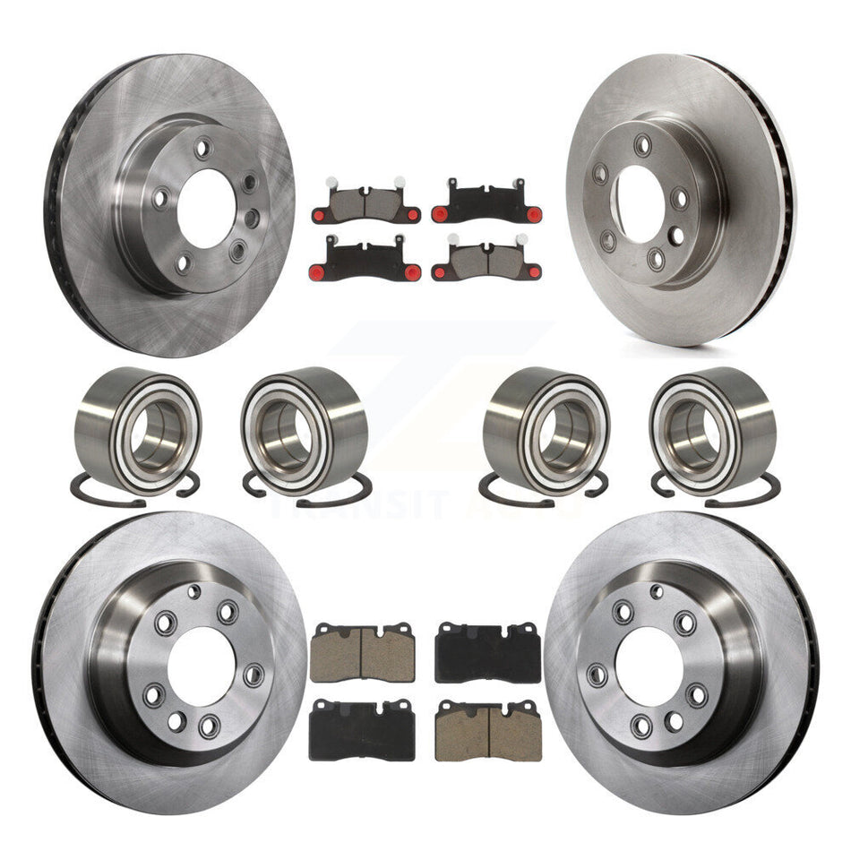 Front Rear Bearings Disc Brake Rotors And Ceramic Pads Kit (10Pc) For Volkswagen Touareg KBB-117438