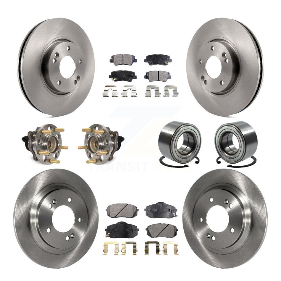 Front Rear Wheel Hub Bearings Assembly Disc Brake Rotors And Semi-Metallic Pads Kit (10Pc) For Kia Soul EV KBB-117446