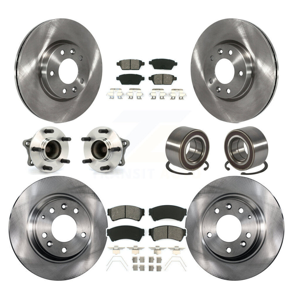 Front Rear Wheel Hub Bearings Assembly Disc Brake Rotors And Semi-Metallic Pads Kit (10Pc) For 2009-2013 Mazda 6 2.5L KBB-117460