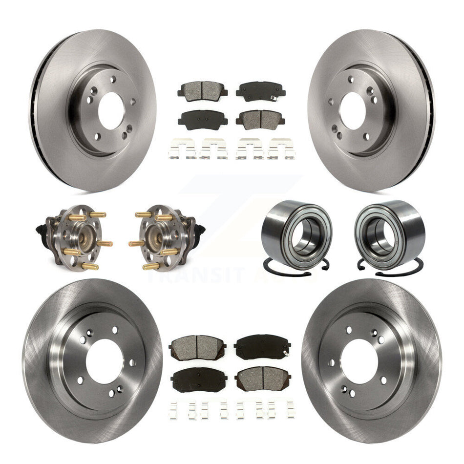 Front Rear Wheel Hub Bearings Assembly Disc Brake Rotors And Semi-Metallic Pads Kit (10Pc) For Kia Soul EV KBB-117462