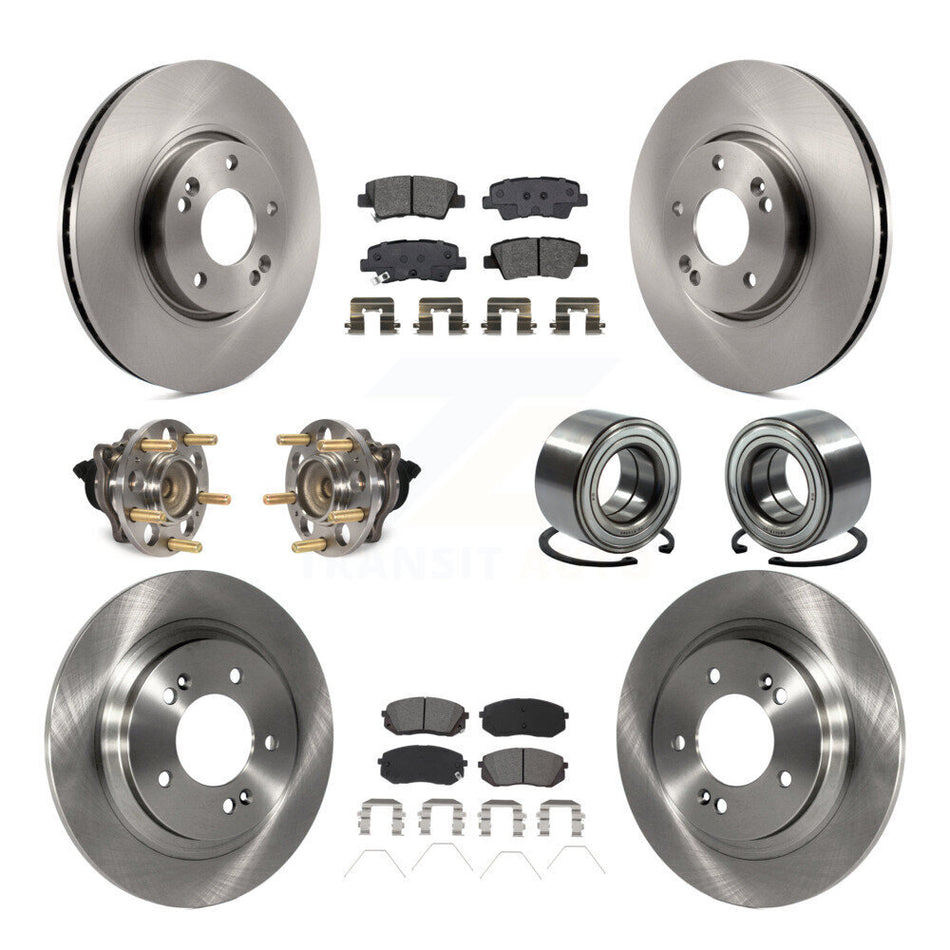 Front Rear Hub Bearings Disc Brake Rotors And Pads Kit (10Pc) For 2017-2019 Kia Soul EV KBB-117464