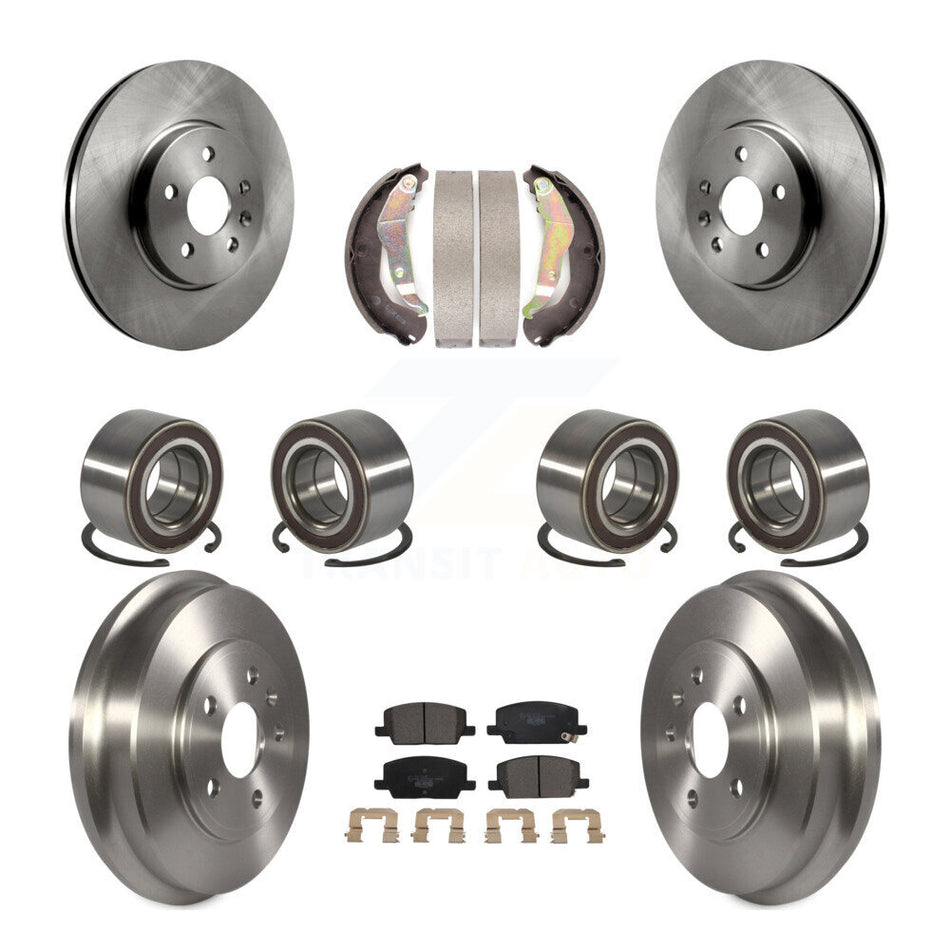 Front Rear Wheel Bearings Disc Brake Rotors And Ceramic Pads Shoes Kit (10Pc) For Chevrolet Trax AWD KBB-117467