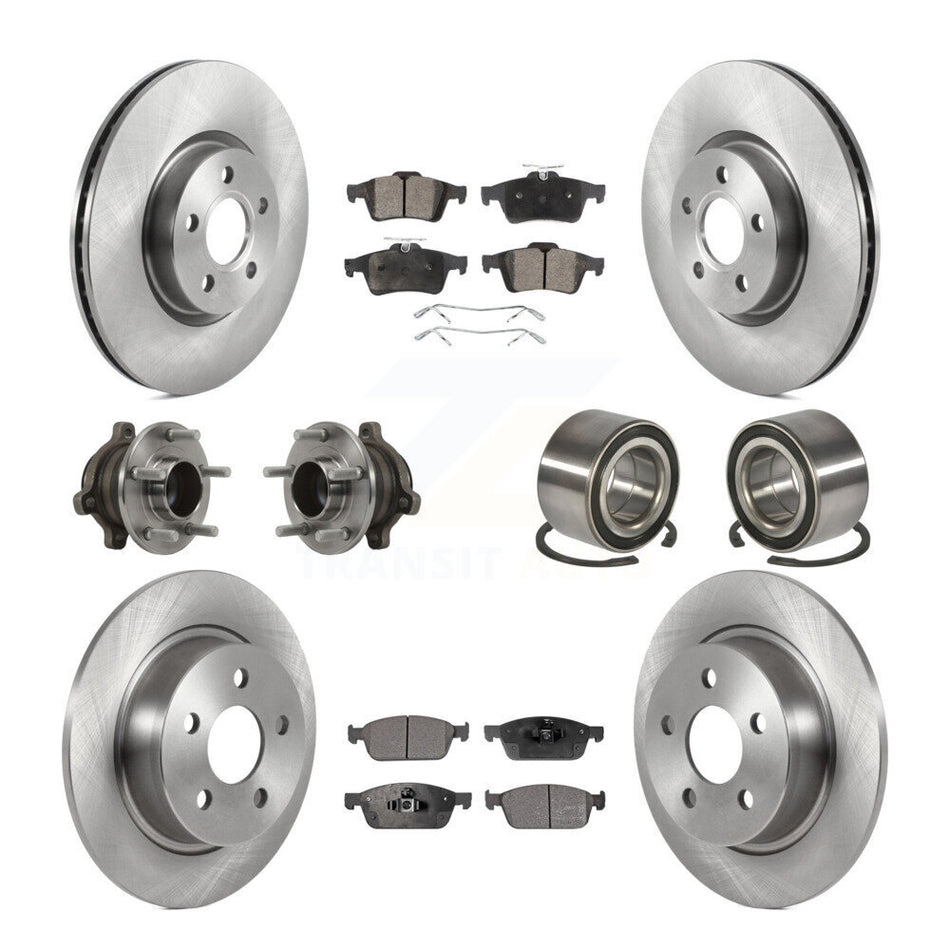 Front Rear Wheel Hub Bearings Assembly Disc Brake Rotors And Ceramic Pads Kit (10Pc) For 2018 Ford Connect From 05 28 18 KBB-117475