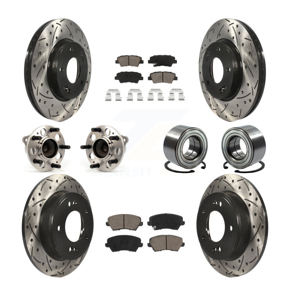 Front Rear Hub Bearing Coated Brake Rotor Pad Kit (10Pc) For Hyundai Elantra GT Kia Forte KBB-117502