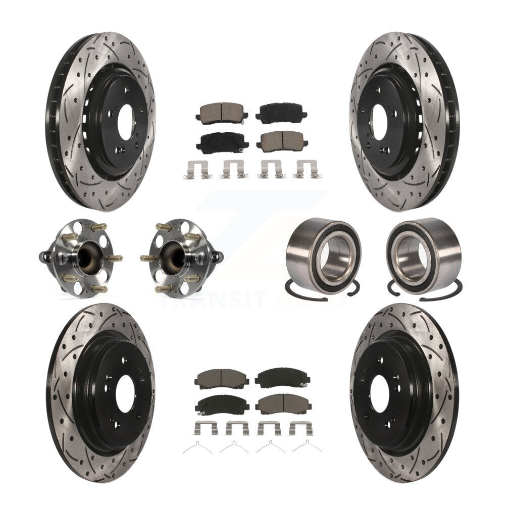Front Rear Hub Bearing Coated Disc Brake Rotor Pad Kit (10Pc) For 2015-2020 Acura TLX FWD KBB-117503