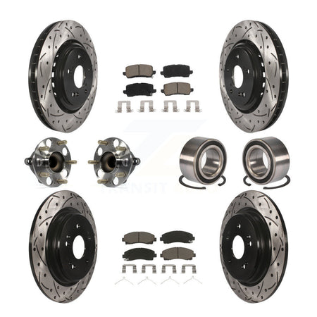 Front Rear Hub Bearing Coated Disc Brake Rotor Pad Kit (10Pc) For 2015-2020 Acura TLX FWD KBB-117503