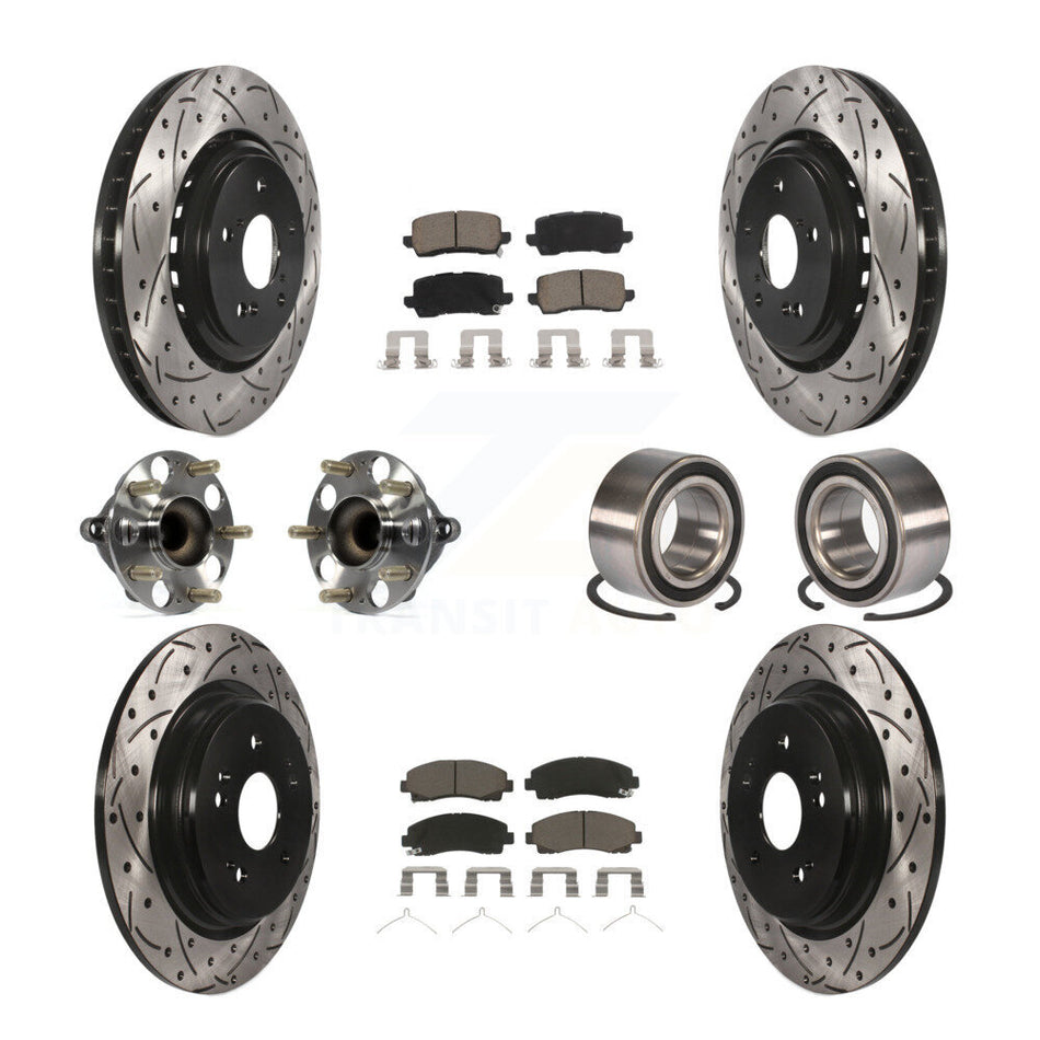 Front Rear Hub Bearing Coated Disc Brake Rotor Pad Kit (10Pc) For 2015-2020 Acura TLX FWD KBB-117503