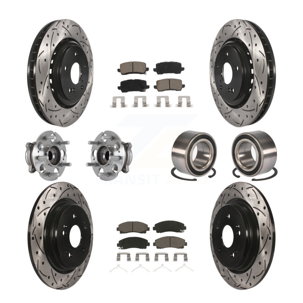 Front Rear Hub Bearing Coated Disc Brake Rotor Pad Kit (10Pc) For 2015-2020 Acura TLX AWD KBB-117504