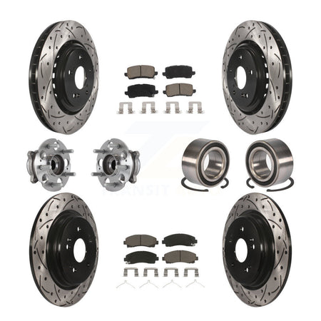 Front Rear Hub Bearing Coated Disc Brake Rotor Pad Kit (10Pc) For 2015-2020 Acura TLX AWD KBB-117504