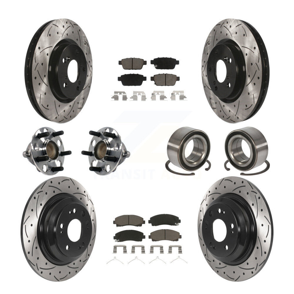 Front Rear Wheel Hub Bearings Assembly Coated Disc Brake Rotors And Ceramic Pads Kit (10Pc) For Acura TL KBB-117505
