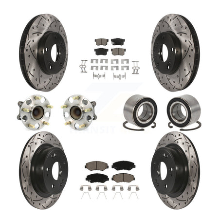 Front Rear Wheel Hub Bearing Coated Disc Brake Rotor And Pads Kit (10Pc) For Honda Accord KBB-117568