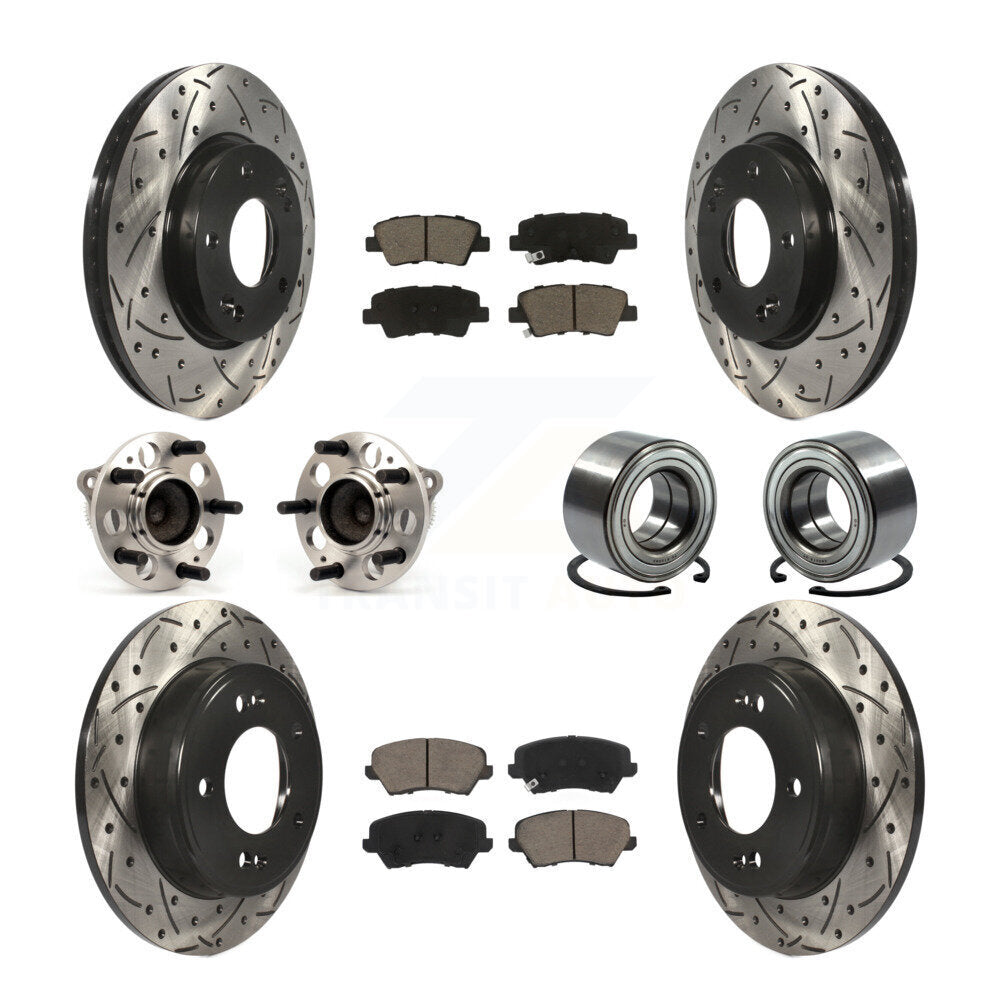 Front Rear Hub Bearing Coated Brake Rotor Pads Kit (10Pc) For Kia Forte Hyundai Forte5 GT KBB-117583
