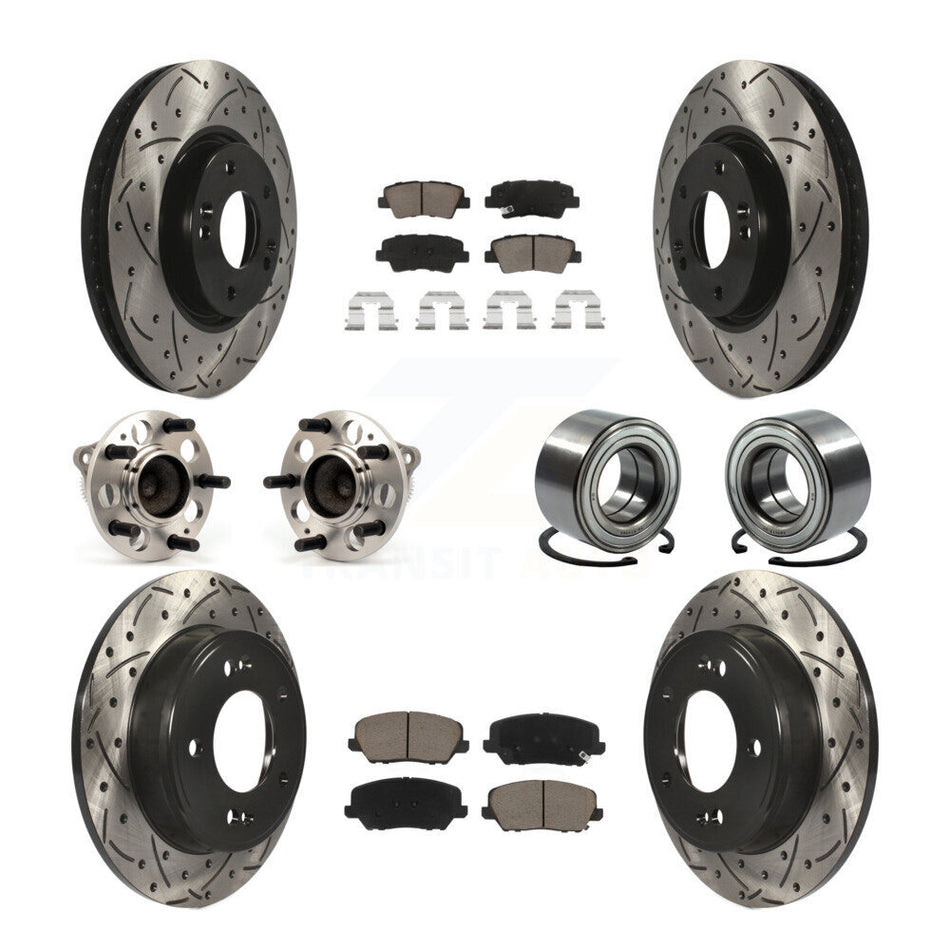 Front Rear Hub Bearing Coat Brake Rotor Pad Kit (10Pc) For 17 Kia Forte Koup Turbocharged KBB-117584