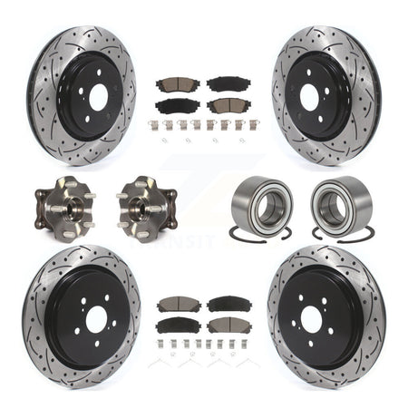 Front Rear Hub Bearing Coated Disc Brake Rotor & Pads Kit (10Pc) For 2016 Lexus RX350 AWD KBB-117601