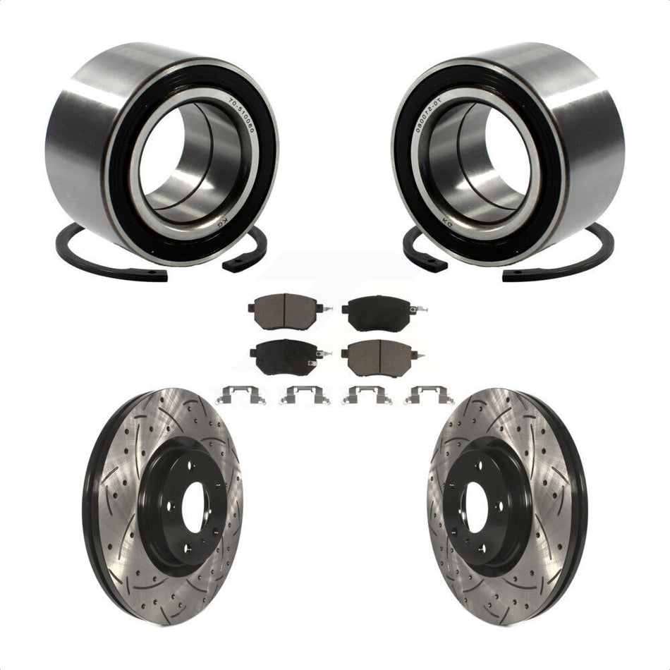 Front Wheel Bearing With Coated Drilled Slotted Disc Brake Rotors And Ceramic Pads Kit For Nissan Altima Maxima KBB-117625