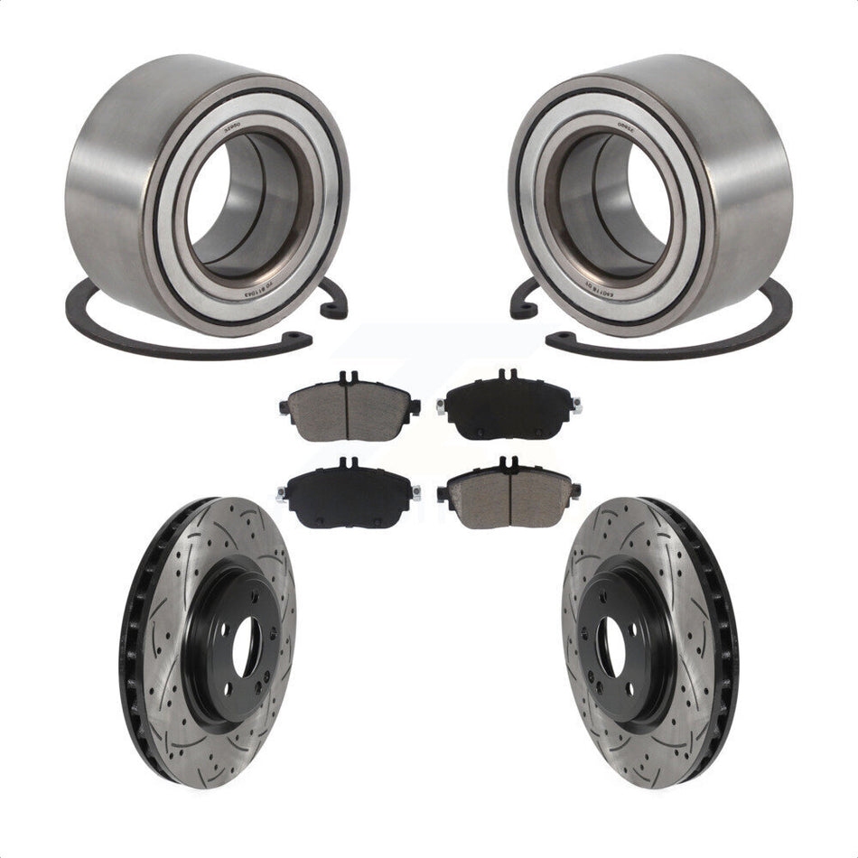 Front Wheel Bearing With Coated Drilled Slotted Disc Brake Rotors And Ceramic Pads Kit For Mercedes-Benz CLA250 GLA250 INFINITI QX30 KBB-117661