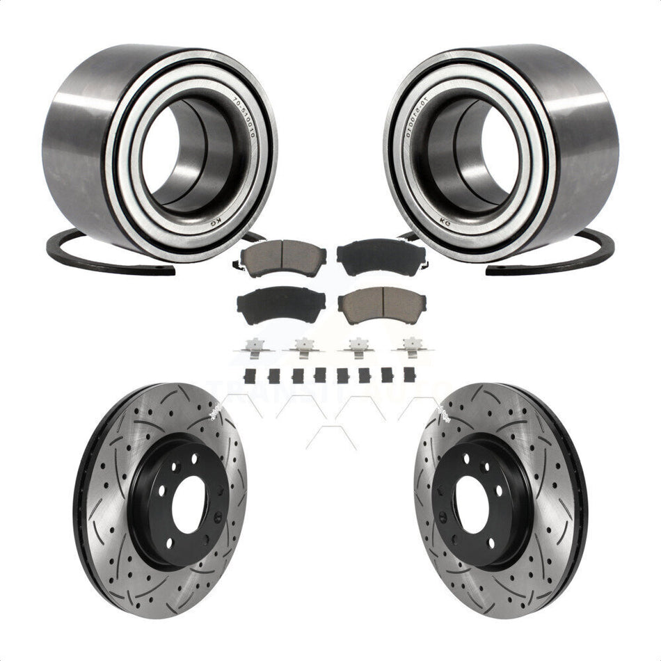 Front Wheel Bearing With Coated Drilled Slotted Disc Brake Rotors And Ceramic Pads Kit For Ford Fusion Lincoln MKZ Mercury Milan Mazda 6 Zephyr KBB-117666