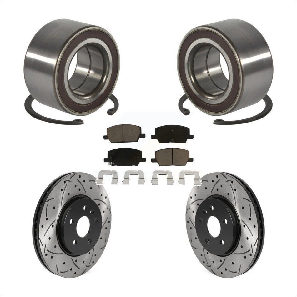 Front Wheel Bearing With Coated Drilled Slotted Disc Brake Rotors And Ceramic Pads Kit For Chevrolet Trax Buick Encore KBB-117743
