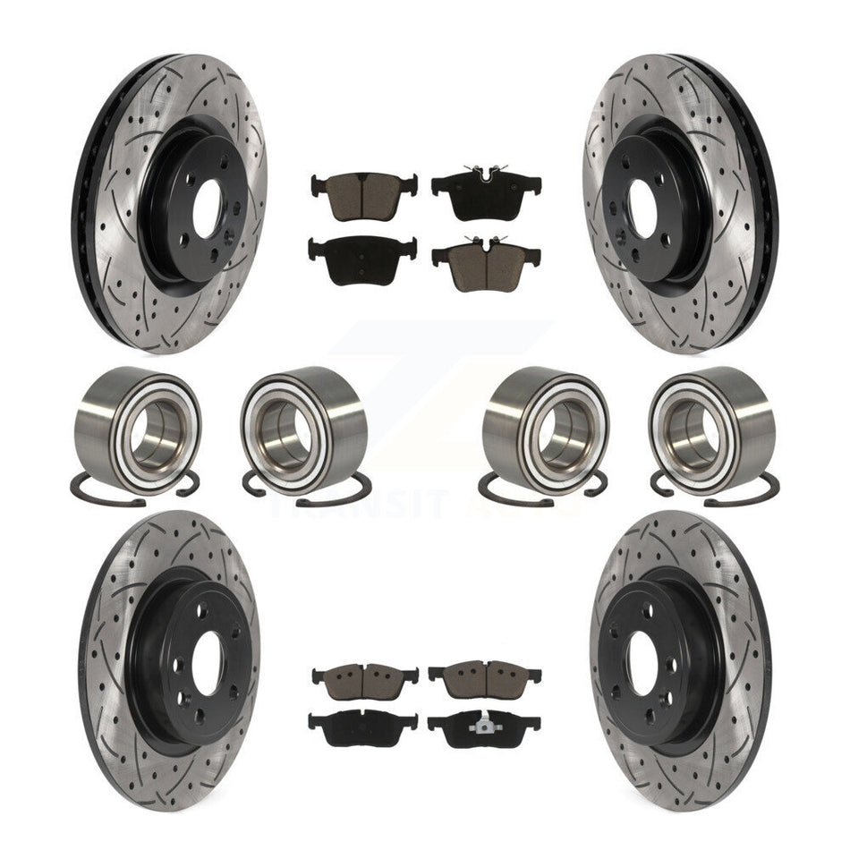 Front Rear Wheel Bearings Coated Disc Brake Rotors And Ceramic Pads Kit (10Pc) For 2015-2017 Land Rover Discovery Sport KBB-117781