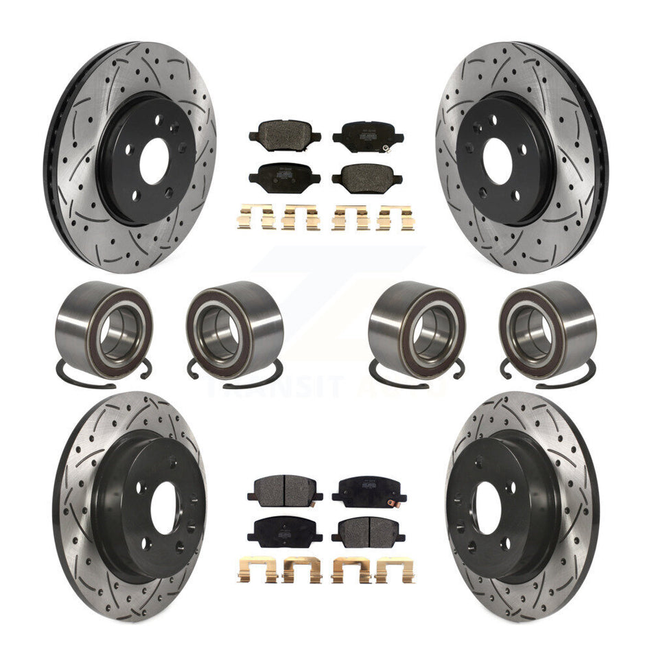 Front Rear Wheel Bearings Coated Disc Brake Rotors And Semi-Metallic Pads Kit (10Pc) For Chevrolet Trax Buick Encore AWD KBB-117798