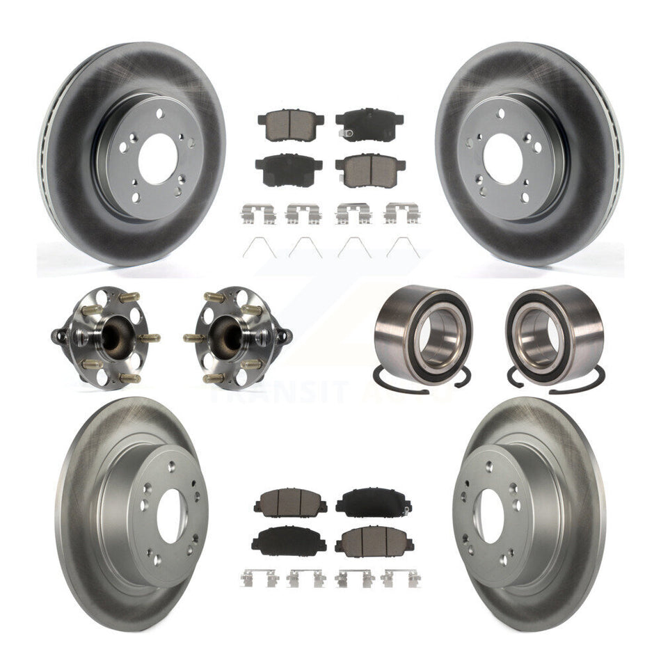 Front Rear Wheel Hub Bearings Assembly Coated Disc Brake Rotors And Ceramic Pads Kit (10Pc) For Honda Accord KBB-117830