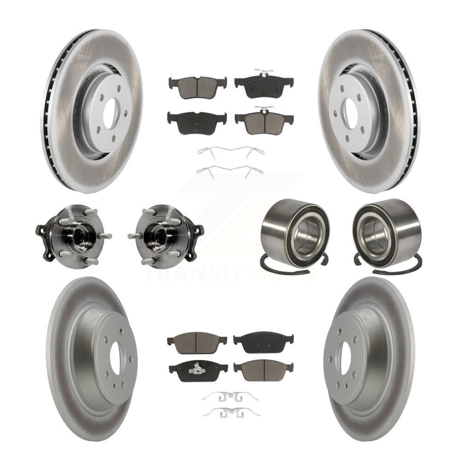 Front Rear Wheel Hub Bearings Assembly Coated Disc Brake Rotors And Ceramic Pads Kit (10Pc) For Lincoln MKC KBB-117838