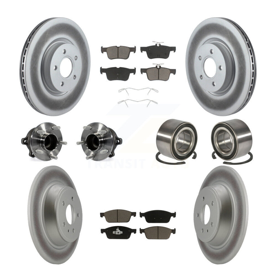 Front Rear Wheel Hub Bearings Assembly Coated Disc Brake Rotors And Ceramic Pads Kit (10Pc) For Ford Escape Lincoln MKC KBB-117841