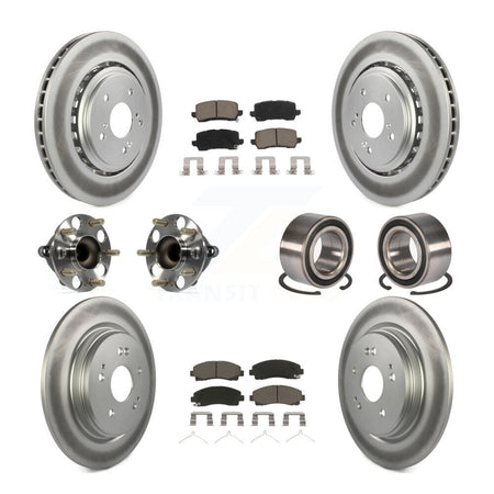 Front Rear Hub Bearing Coated Disc Brake Rotor Pad Kit (10Pc) For 2015-2020 Acura TLX FWD KBB-117859