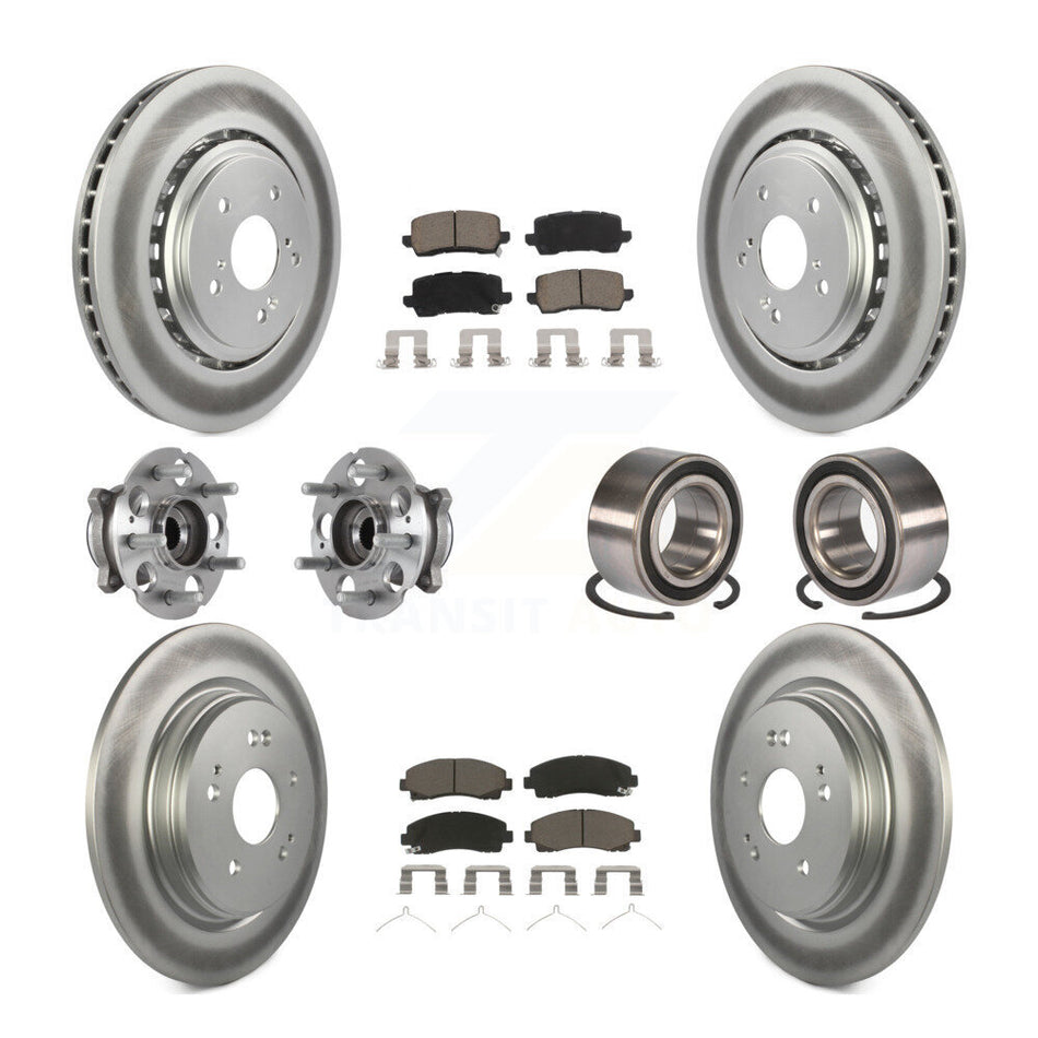 Front Rear Hub Bearing Coated Disc Brake Rotor Pad Kit (10Pc) For 2015-2020 Acura TLX AWD KBB-117860