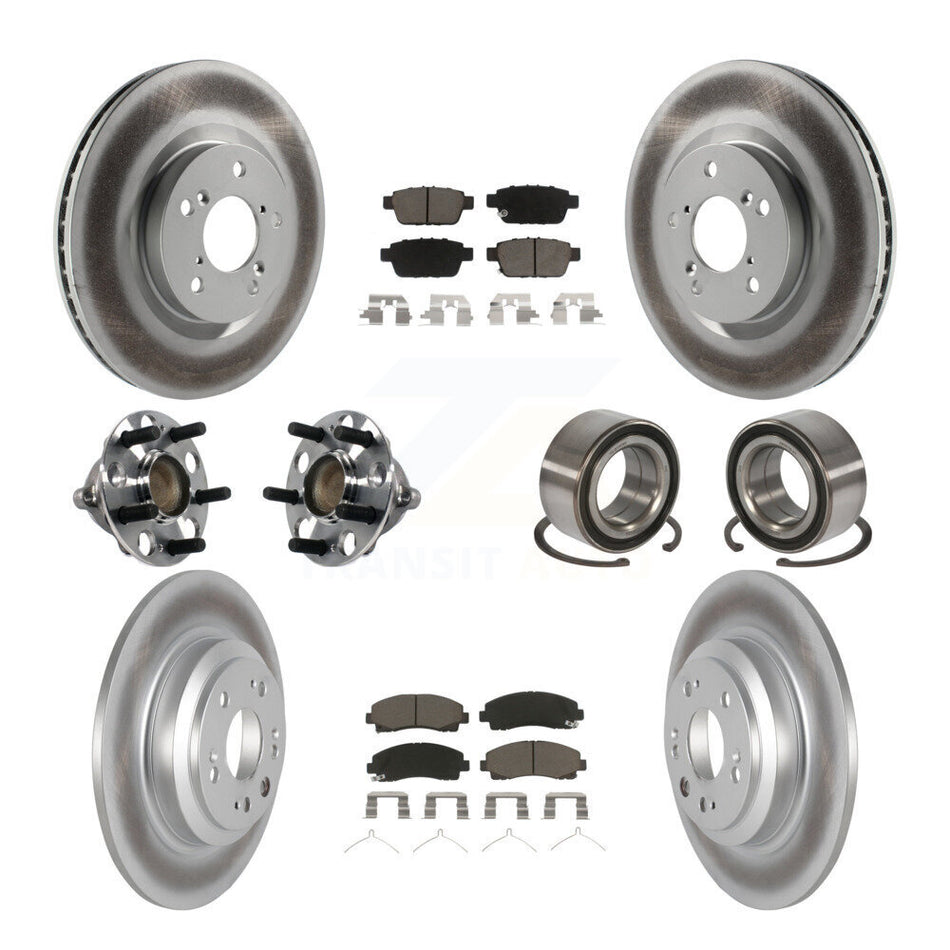 Front Rear Wheel Hub Bearings Assembly Coated Disc Brake Rotors And Ceramic Pads Kit (10Pc) For Acura TL KBB-117861