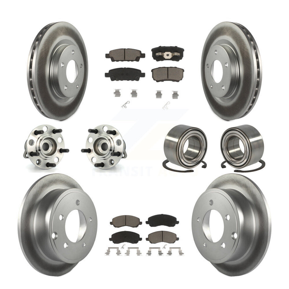 Front Rear Wheel Hub Bearings Assembly Coated Disc Brake Rotors And Ceramic Pads Kit (10Pc) For Jeep Patriot Compass Dodge Caliber KBB-117862