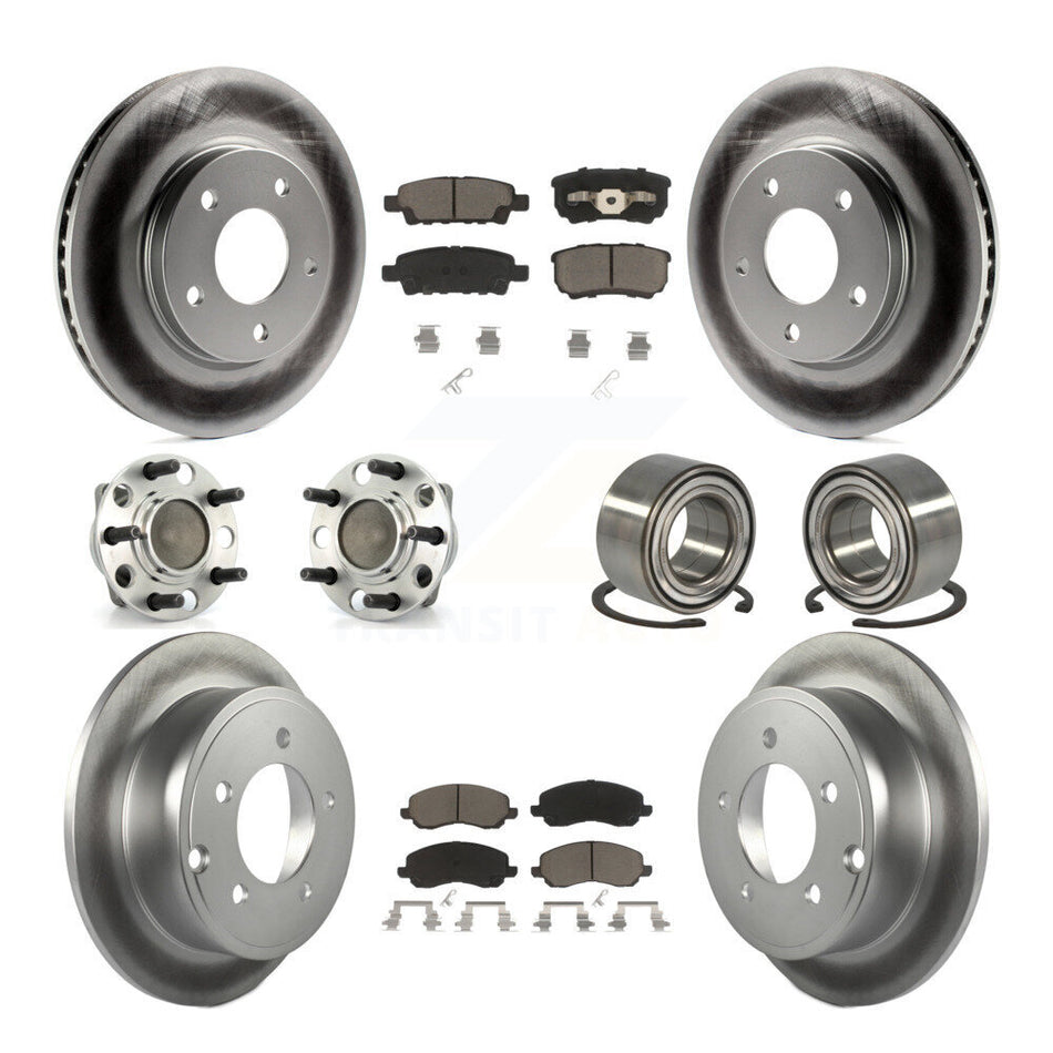 Front Rear Wheel Hub Bearings Assembly Coated Disc Brake Rotors And Ceramic Pads Kit (10Pc) For Dodge Caliber KBB-117868